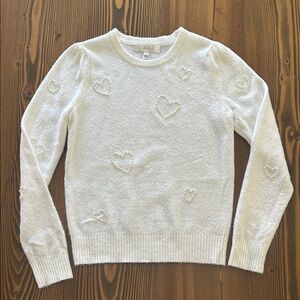 Lilly Pulitzer White Pearl Hearts Acrylic Blend Sweater Size S